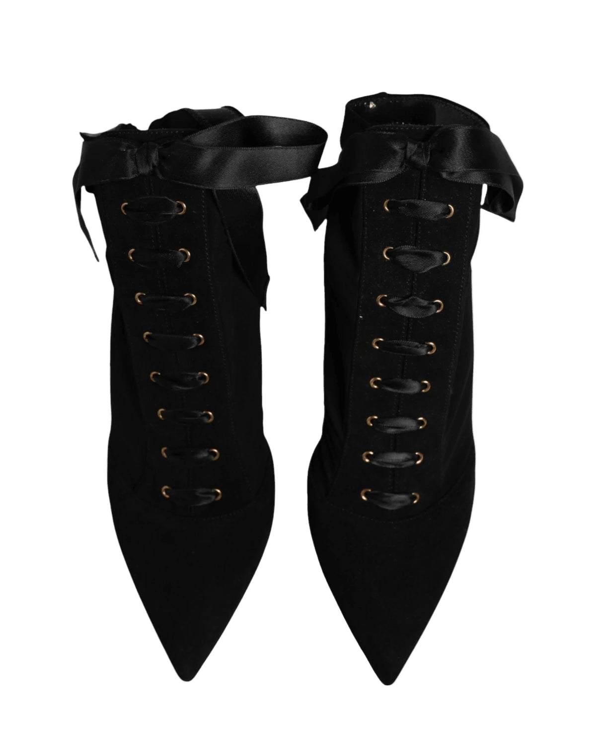 Dolce & Gabbana Black Lace Stiletto Heels Up Boots Shoes Boots