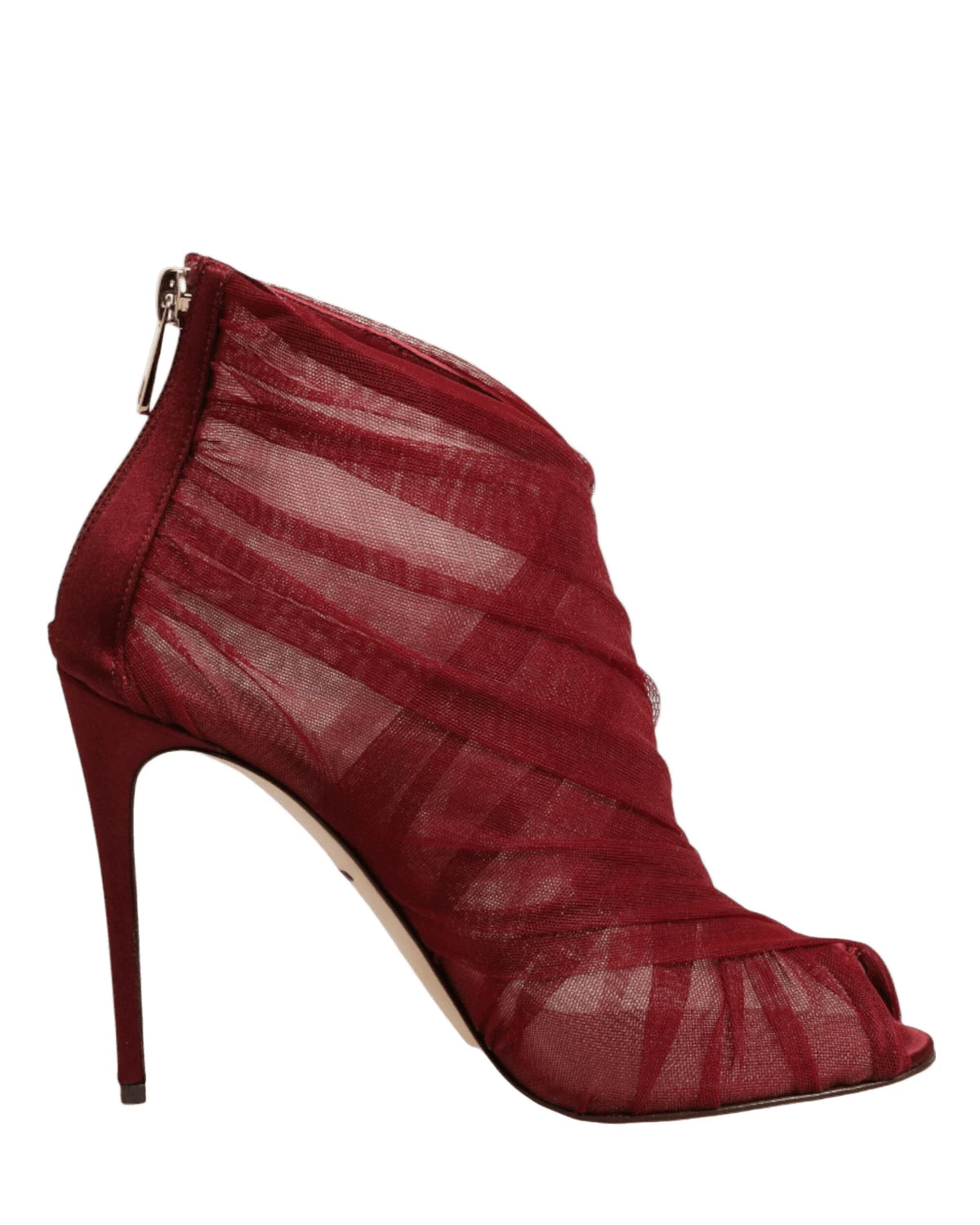 Dolce & Gabbana Red Tulle Ankle Boots Stiletto Heels Shoes Boots