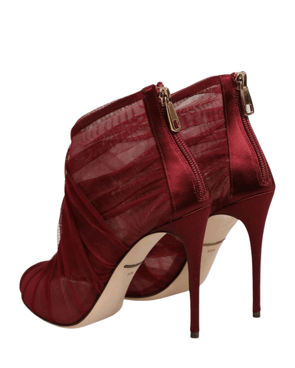 Dolce & Gabbana Red Tulle Ankle Boots Stiletto Heels Shoes Boots