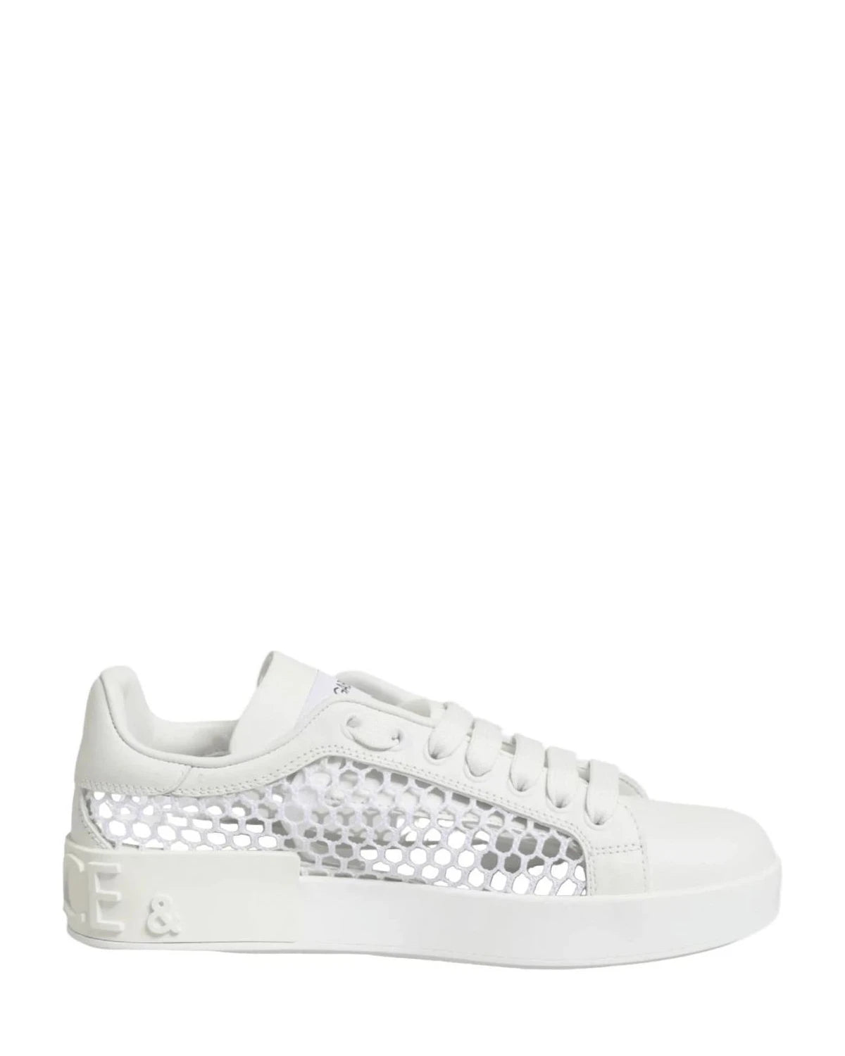 Dolce & Gabbana White Mesh Inserts Low Top Sneakers Shoes Sneakers