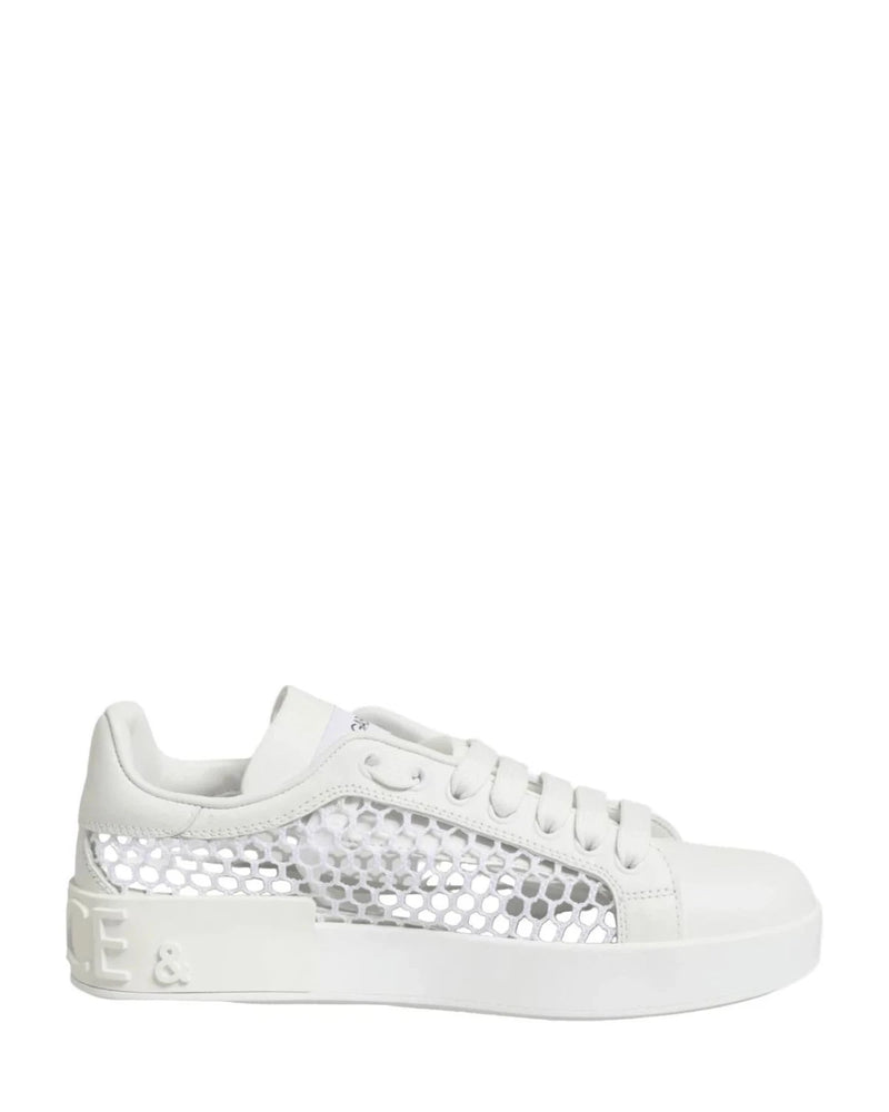 Dolce & Gabbana White Mesh Inserts Low Top Sneakers Shoes Sneakers
