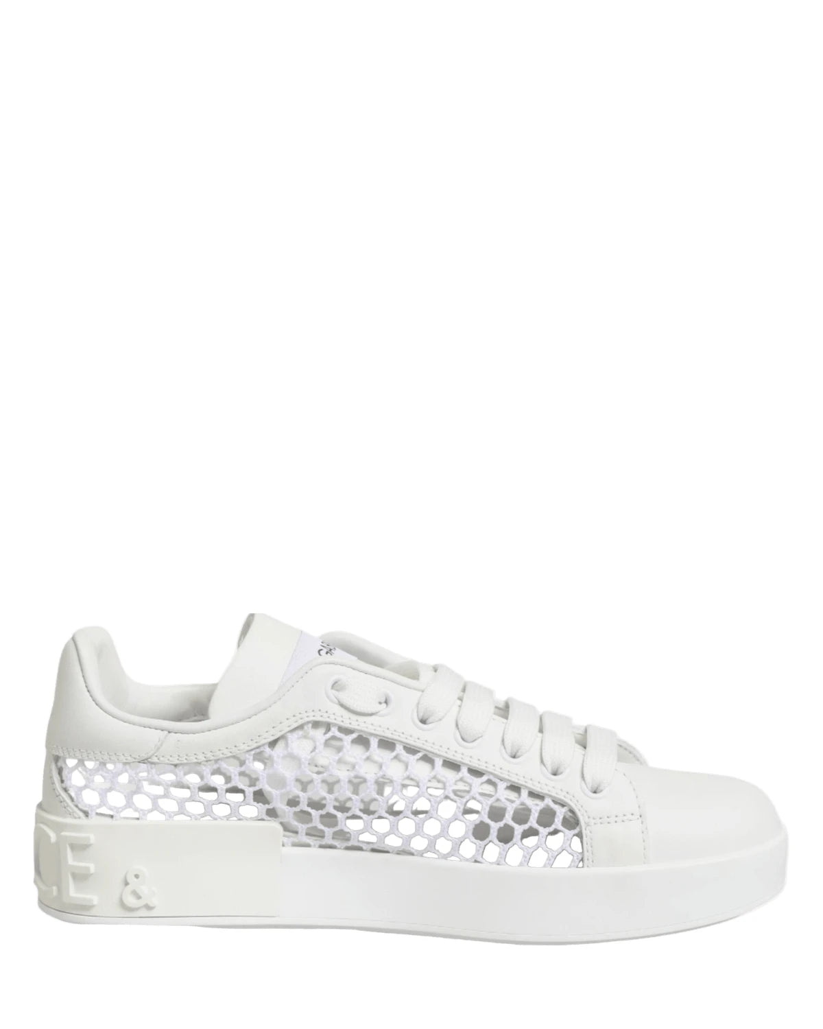 Dolce & Gabbana White Mesh Inserts Low Top Sneakers Shoes Sneakers