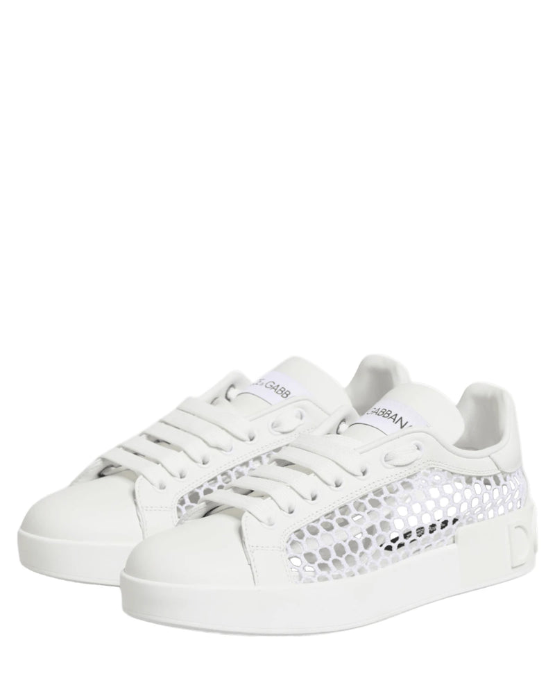 Dolce & Gabbana White Mesh Inserts Low Top Sneakers Shoes Sneakers