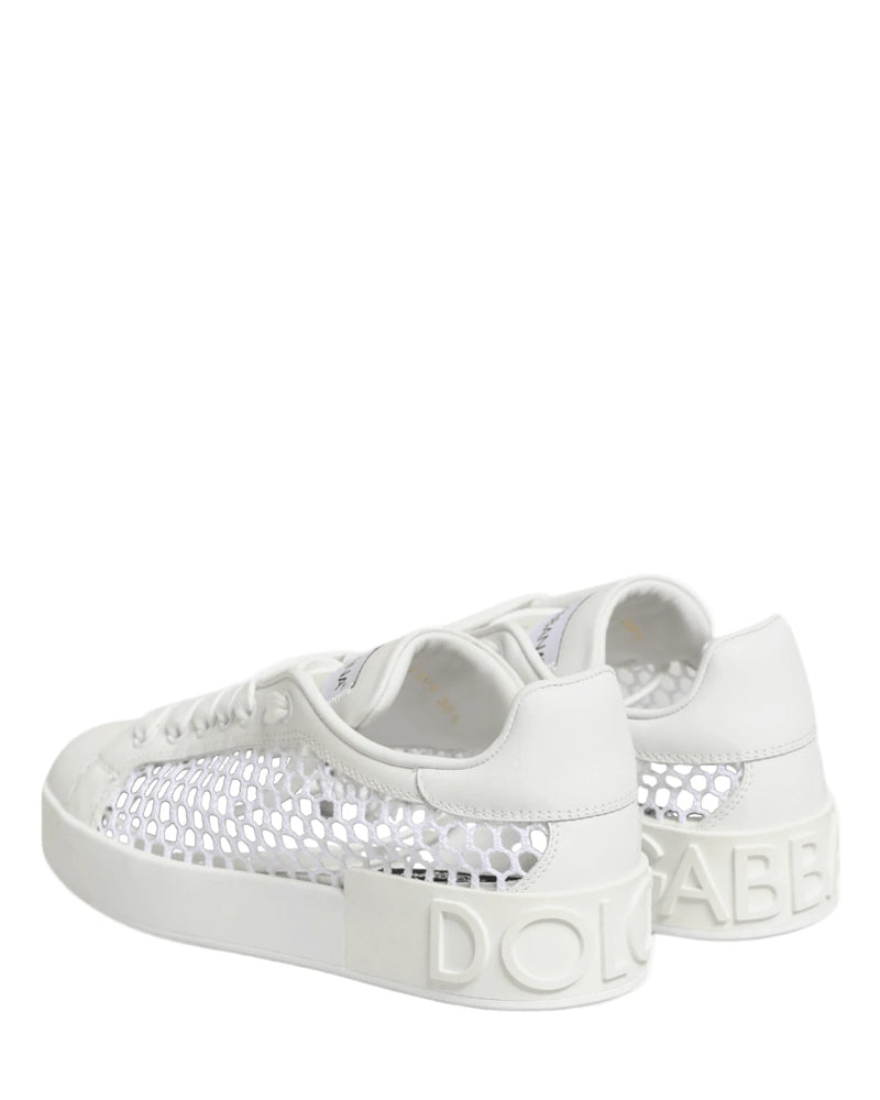 Dolce & Gabbana White Mesh Inserts Low Top Sneakers Shoes Sneakers