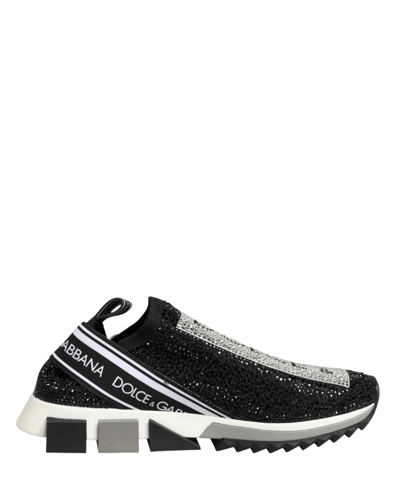 Dolce & Gabbana Black Silver Slip On Sorrento Sneakers Shoes Sneakers