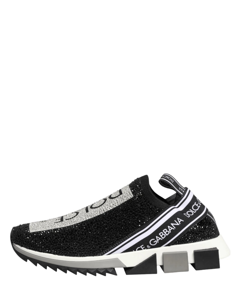 Dolce & Gabbana Black Silver Slip On Sorrento Sneakers Shoes Sneakers
