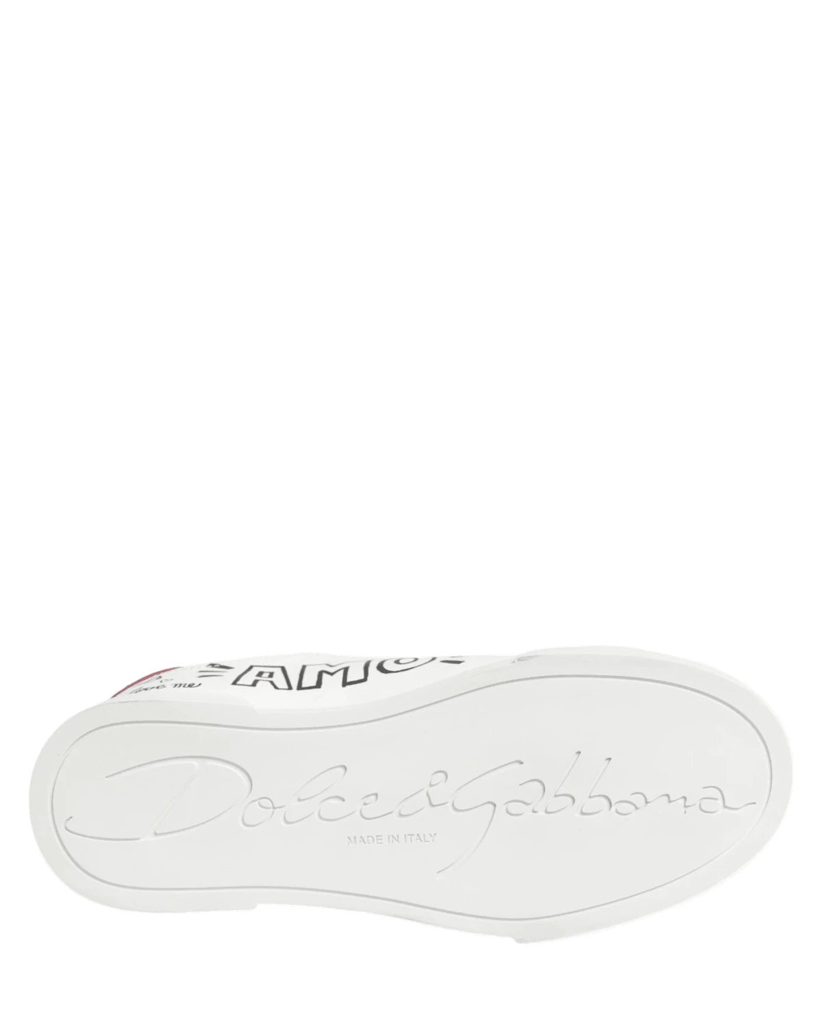 Dolce & Gabbana White Leather Graffiti Low Top Sneakers Shoes Sneakers
