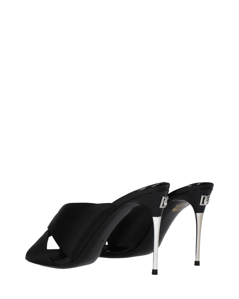 Dolce & Gabbana Black Satin And Stiletto Heels Sandals Heels