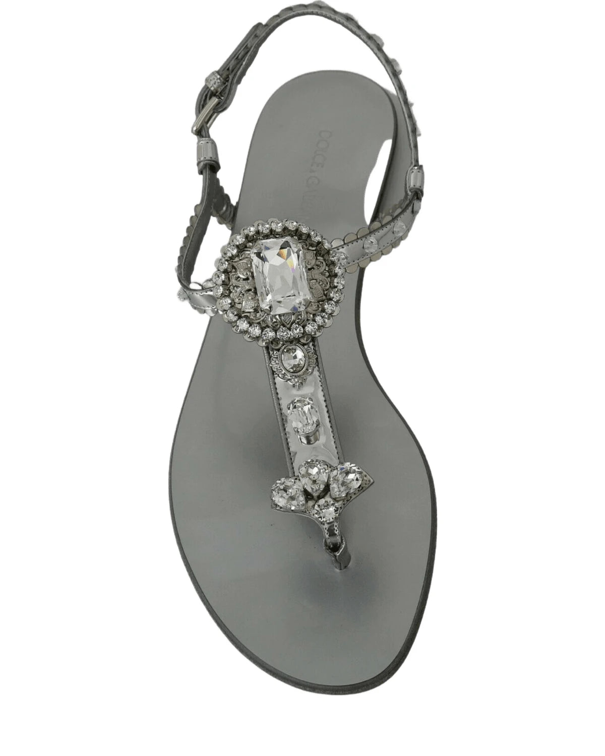 Dolce & Gabbana Silver And Crystal Sandals Flip Flops Shoes Sandals
