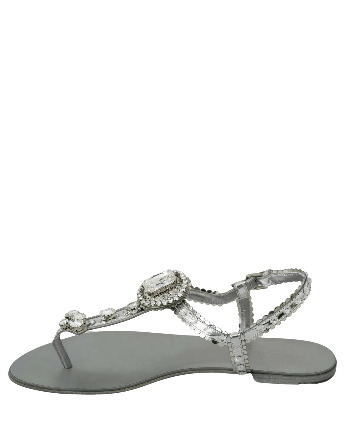 Dolce & Gabbana Silver And Crystal Sandals Flip Flops Shoes Sandals