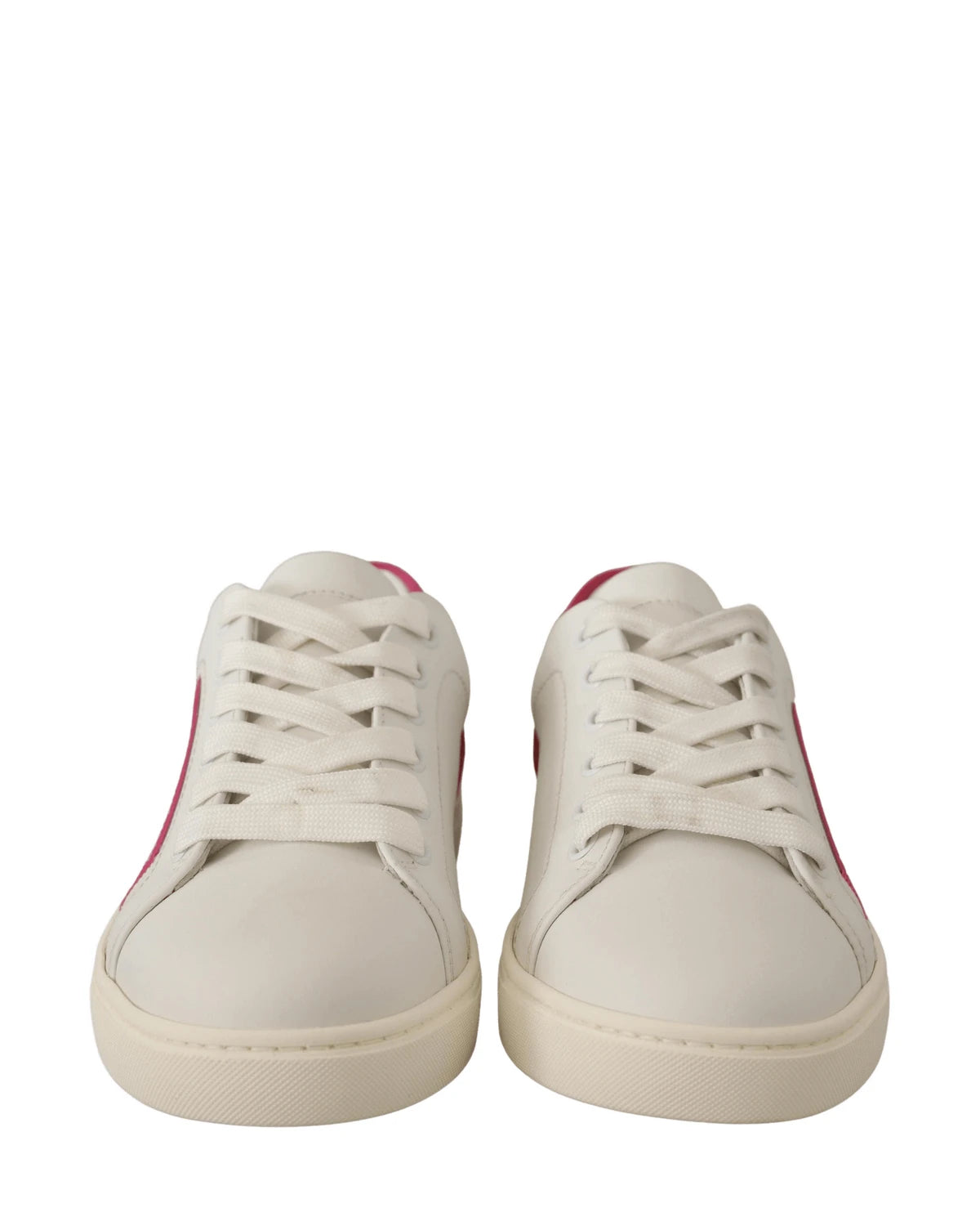 Dolce & Gabbana White Leather Pink Low Top Sneakers Shoes Sneakers