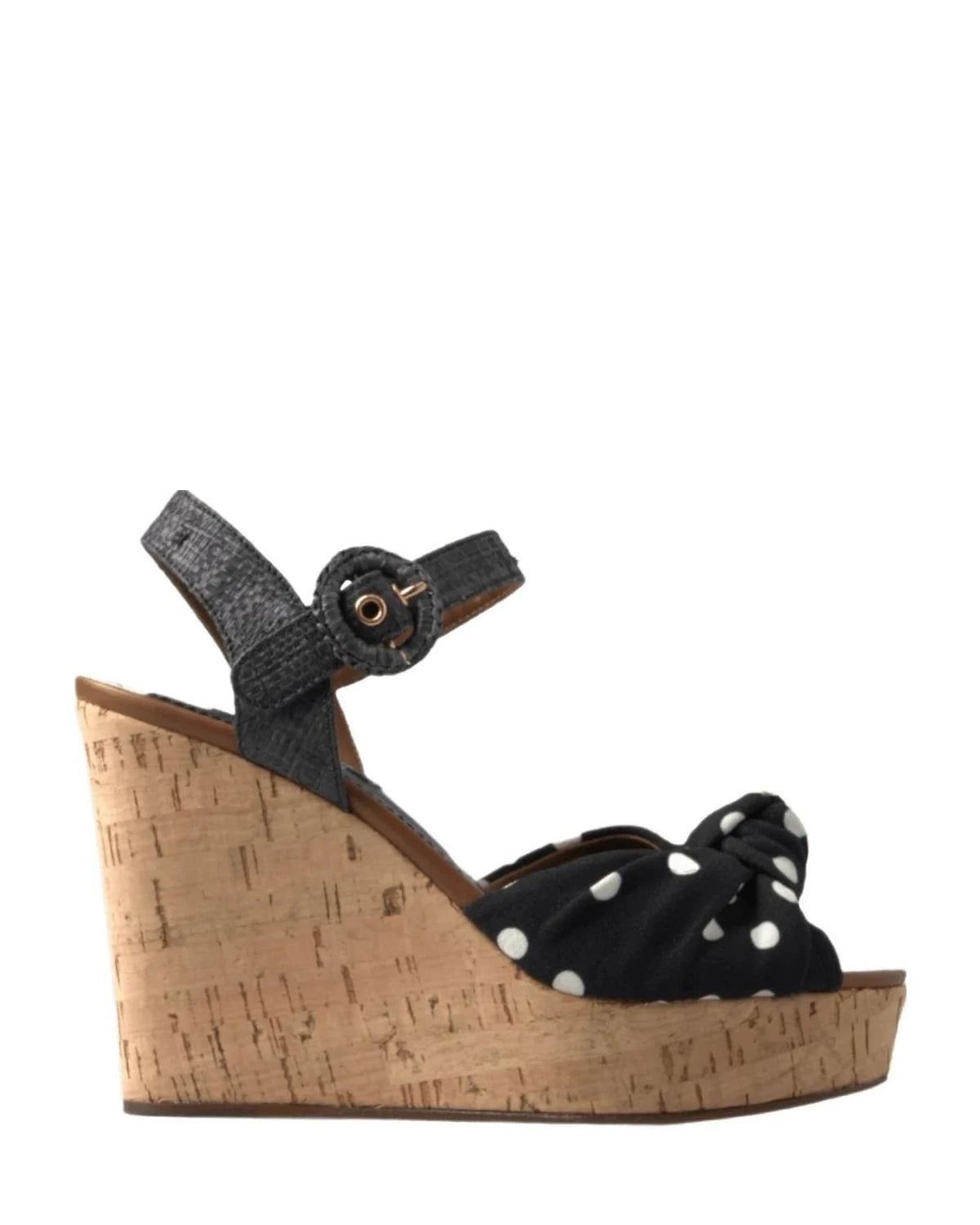 Dolce & Gabbana Black And Wedges Polka Dotted Ankle Strap Shoes Sandals Sandals