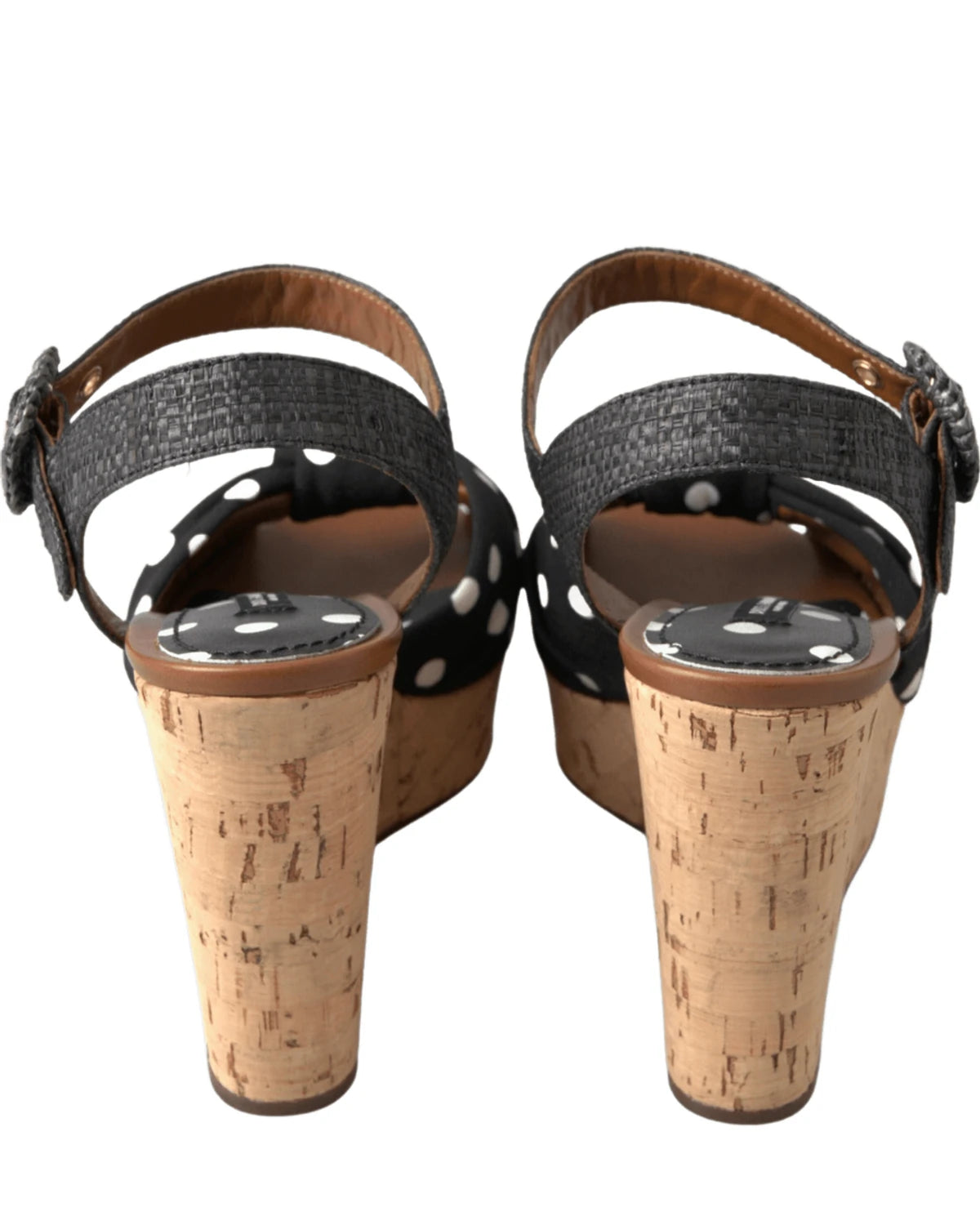 Dolce & Gabbana Black And Wedges Polka Dotted Ankle Strap Shoes Sandals Sandals