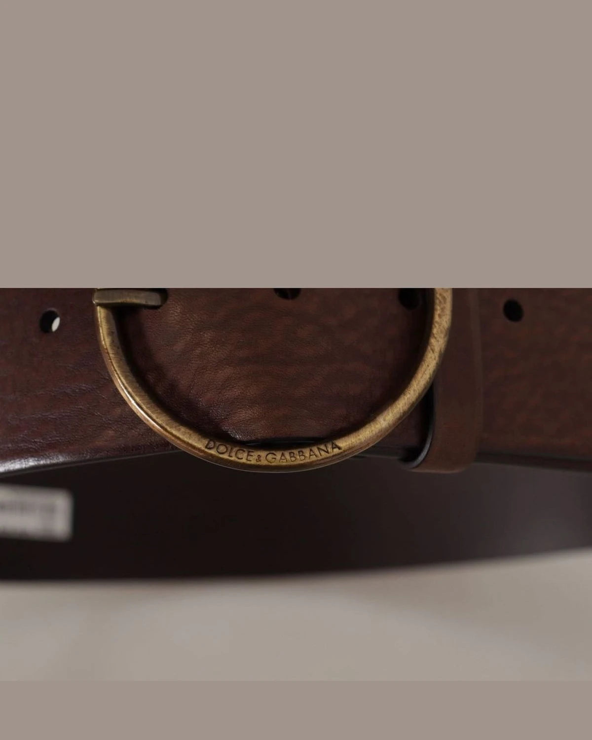 Dolce & Gabbana Brown Leather Wide Waist Logo Metal Round Buckle Belt Belts