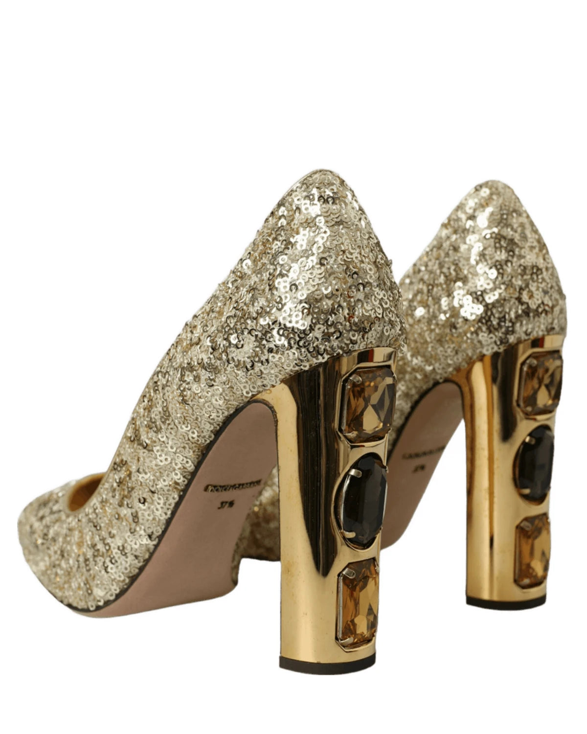 Dolce & Gabbana Gold Sequin Crystal Heels Heels