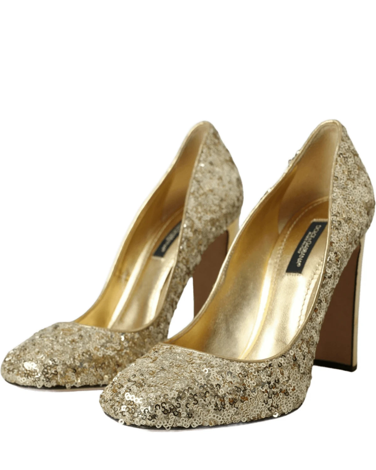 Dolce & Gabbana Gold Sequin Crystal Heels Heels