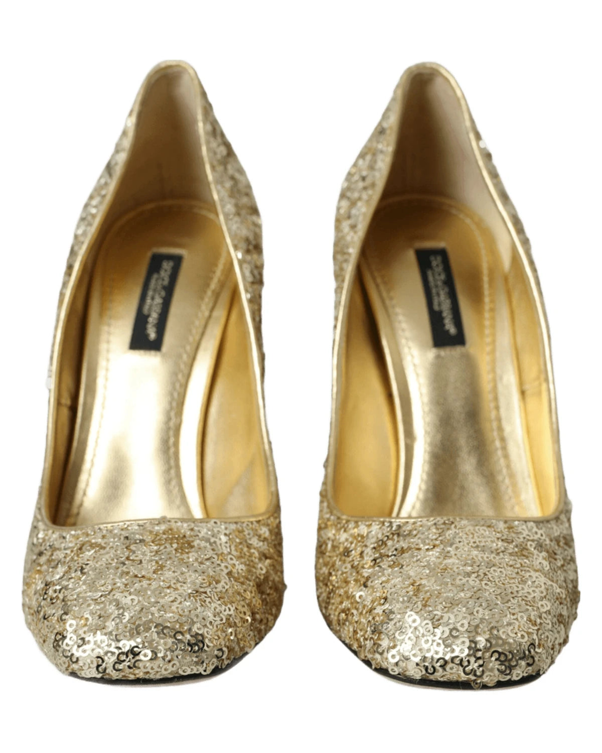 Dolce & Gabbana Gold Sequin Crystal Heels Heels