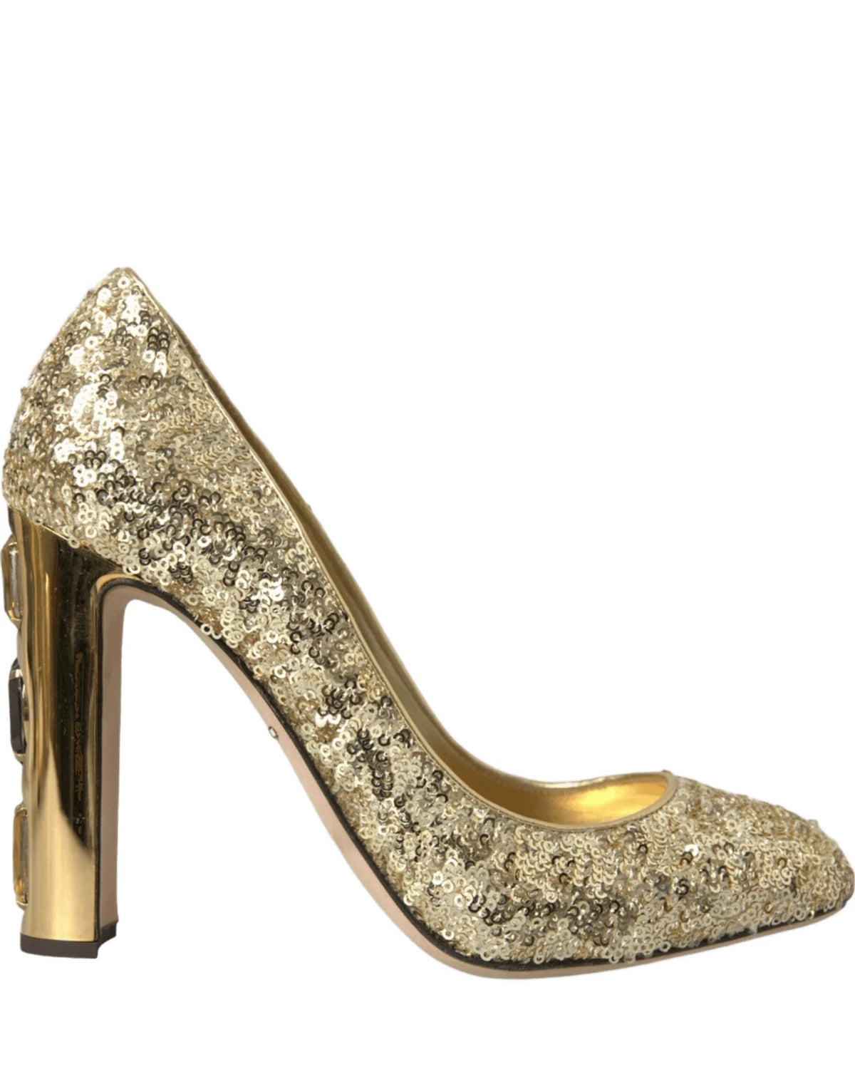 Dolce & Gabbana Gold Sequin Crystal Heels Heels
