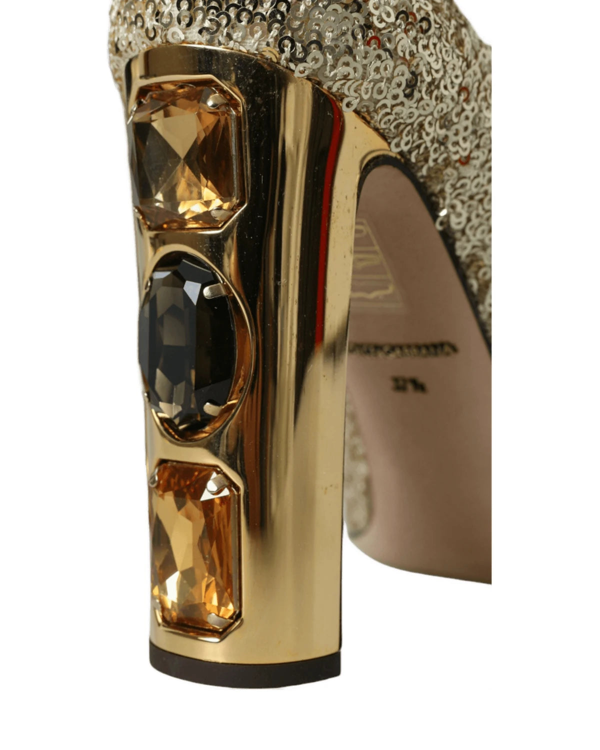 Dolce & Gabbana Gold Sequin Crystal Heels Heels