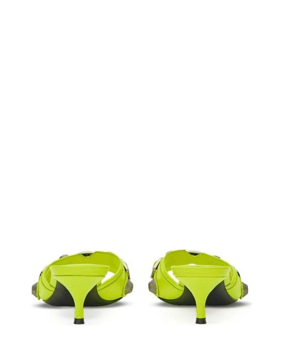 Balenciaga Green Leather Mules Flats