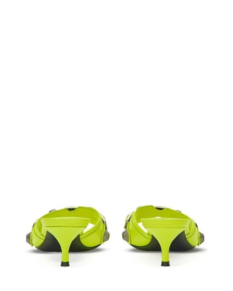 Balenciaga Green Leather Mules Flats