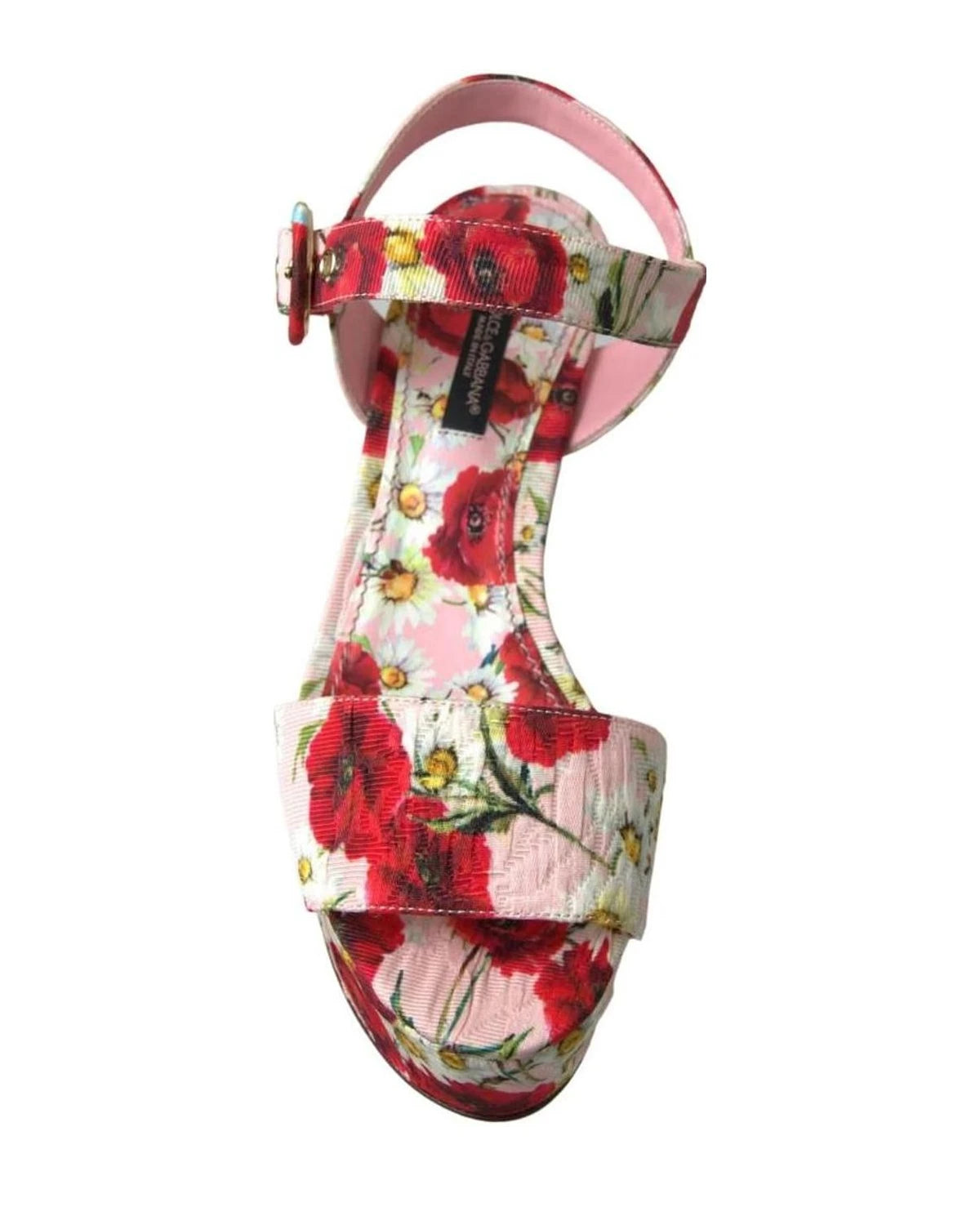 Dolce & Gabbana Multicolor Floral Print Wedges Ankle Strap Sandals Sandals