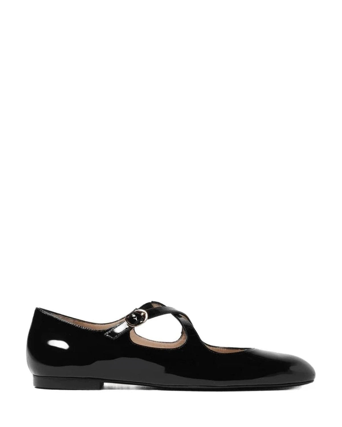 Stuart Weitzman Black Leather Patent Ballet Flats Flats