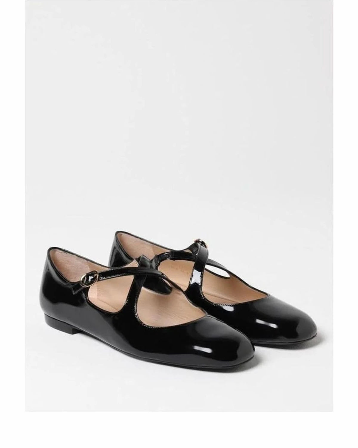 Stuart Weitzman Black Leather Patent Ballet Flats Flats