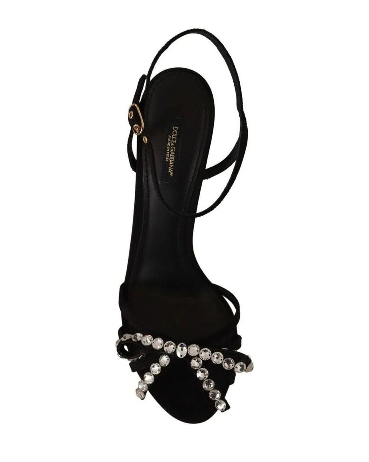 Dolce & Gabbana Black Crystals Ankle Strap Heels Heels