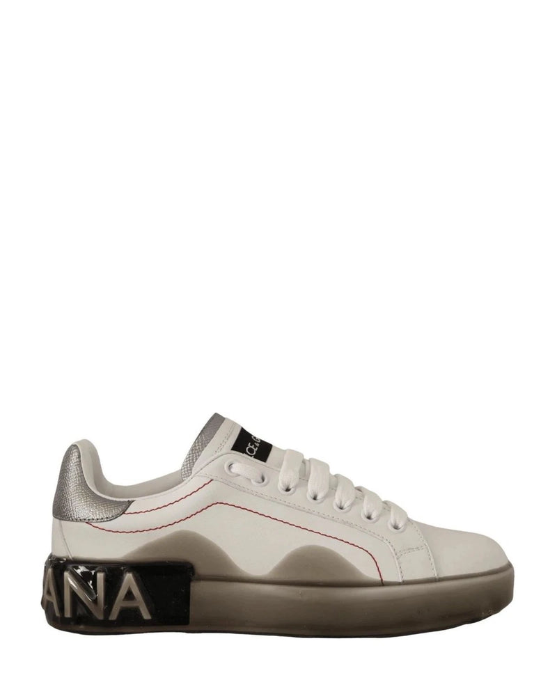 Dolce & Gabbana White Leather Logo Portofino Sneakers Sneakers