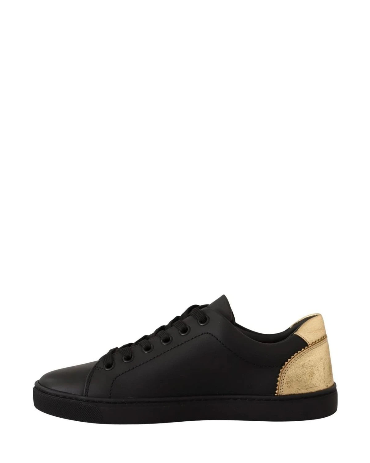 Dolce & Gabbana Black Leather Gold Low Top Sneakers Sneakers