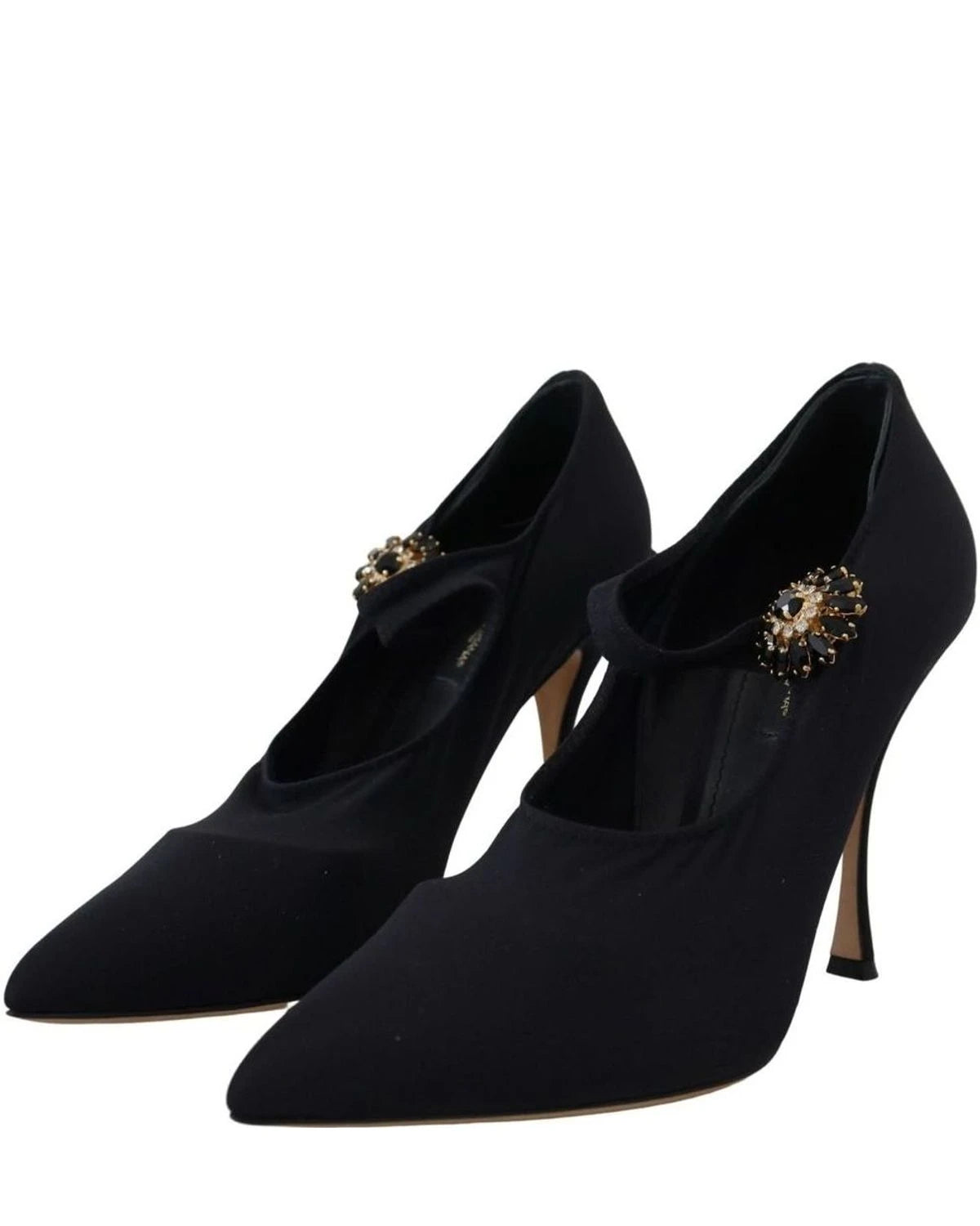 Dolce & Gabbana Black Socks Stretch Crystal Pumps Heels
