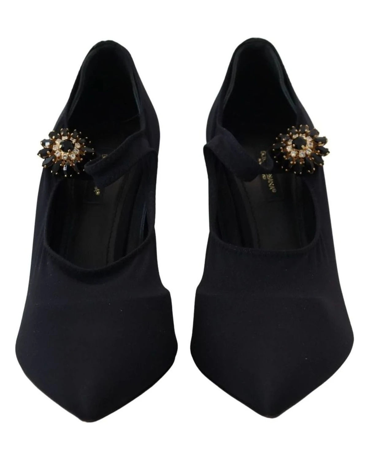 Dolce & Gabbana Black Socks Stretch Crystal Pumps Heels