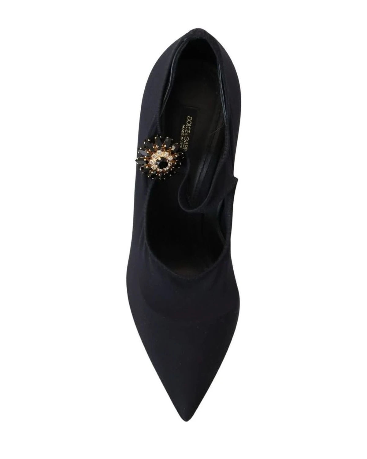 Dolce & Gabbana Black Socks Stretch Crystal Pumps Heels