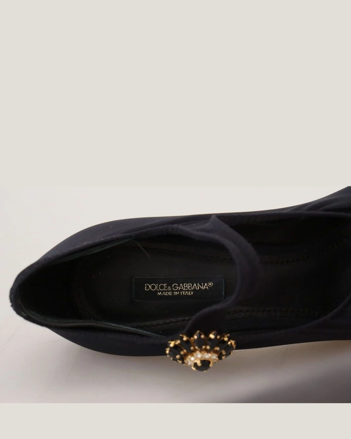 Dolce & Gabbana Black Socks Stretch Crystal Pumps Heels