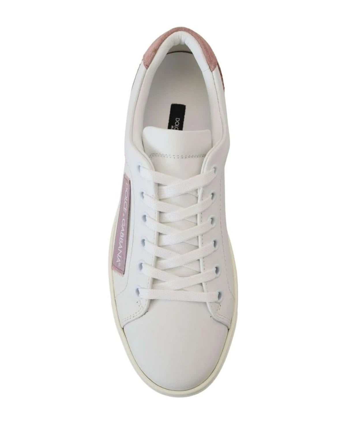 Dolce & Gabbana White Leather Pink Low Top Sneakers Sneakers