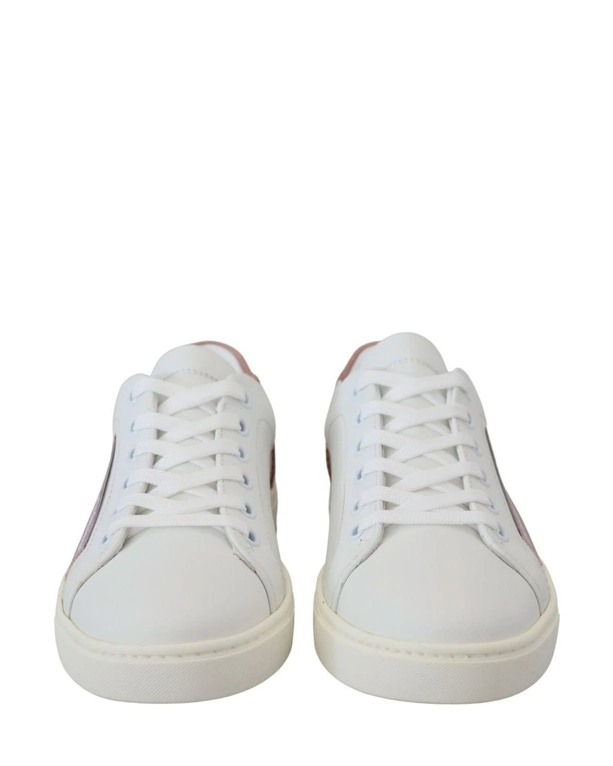 Dolce & Gabbana White Leather Pink Low Top Sneakers Sneakers