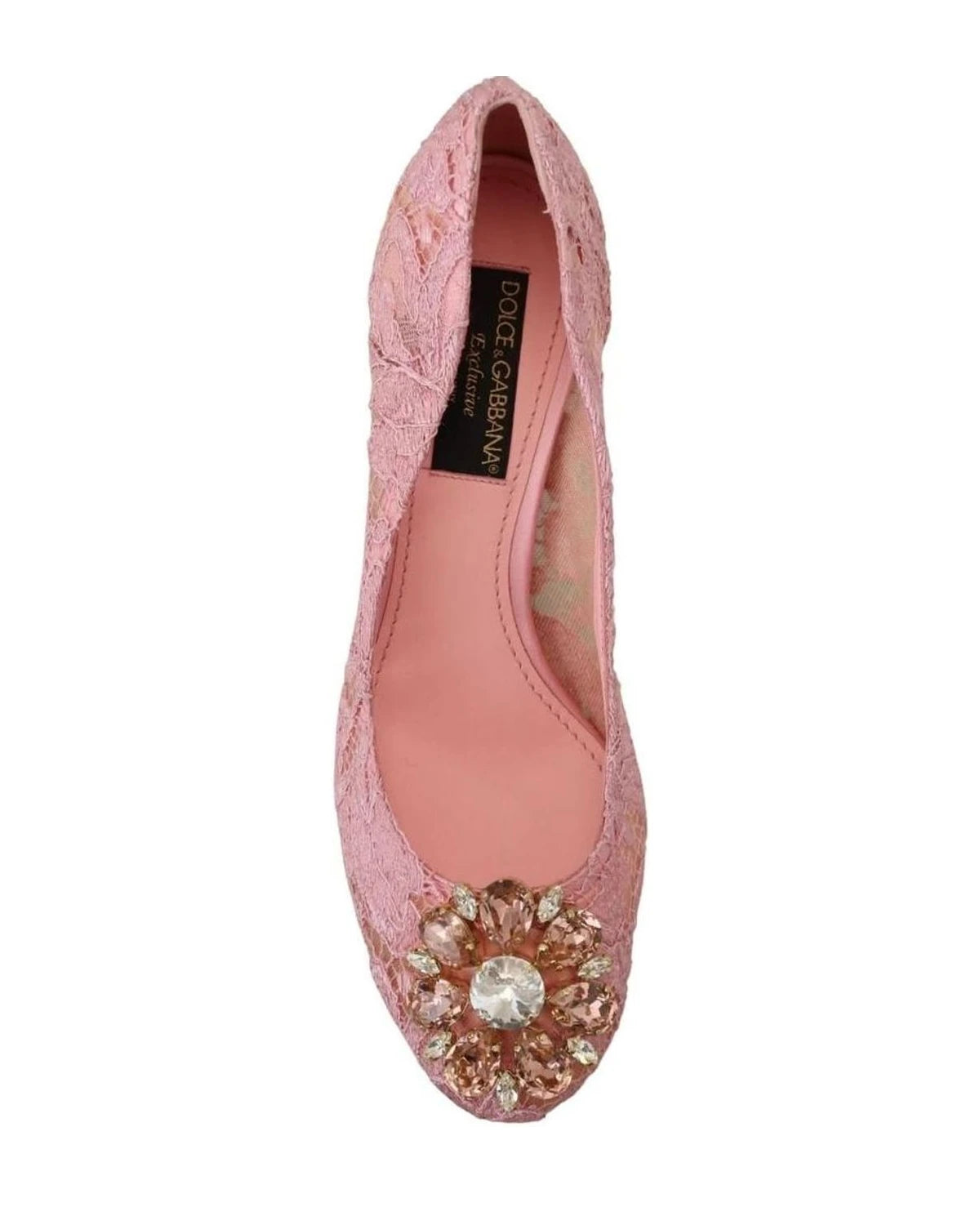 Dolce & Gabbana Pink Lace Taormina Crystal Pumps Heels