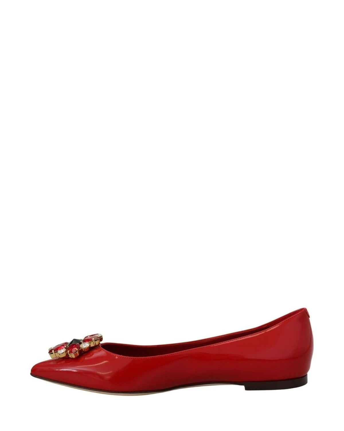 Dolce & Gabbana Red Leather Crystals Loafers Flats