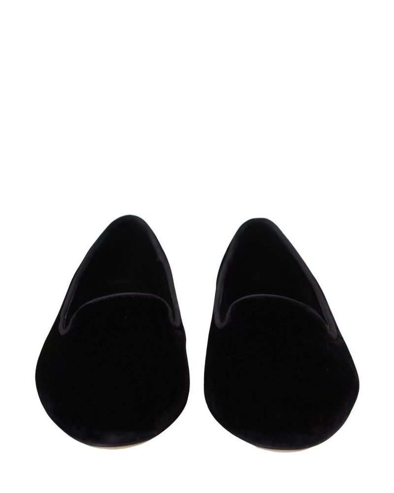 Dolce & Gabbana Black Velvet Slip Ons Loafers Flats