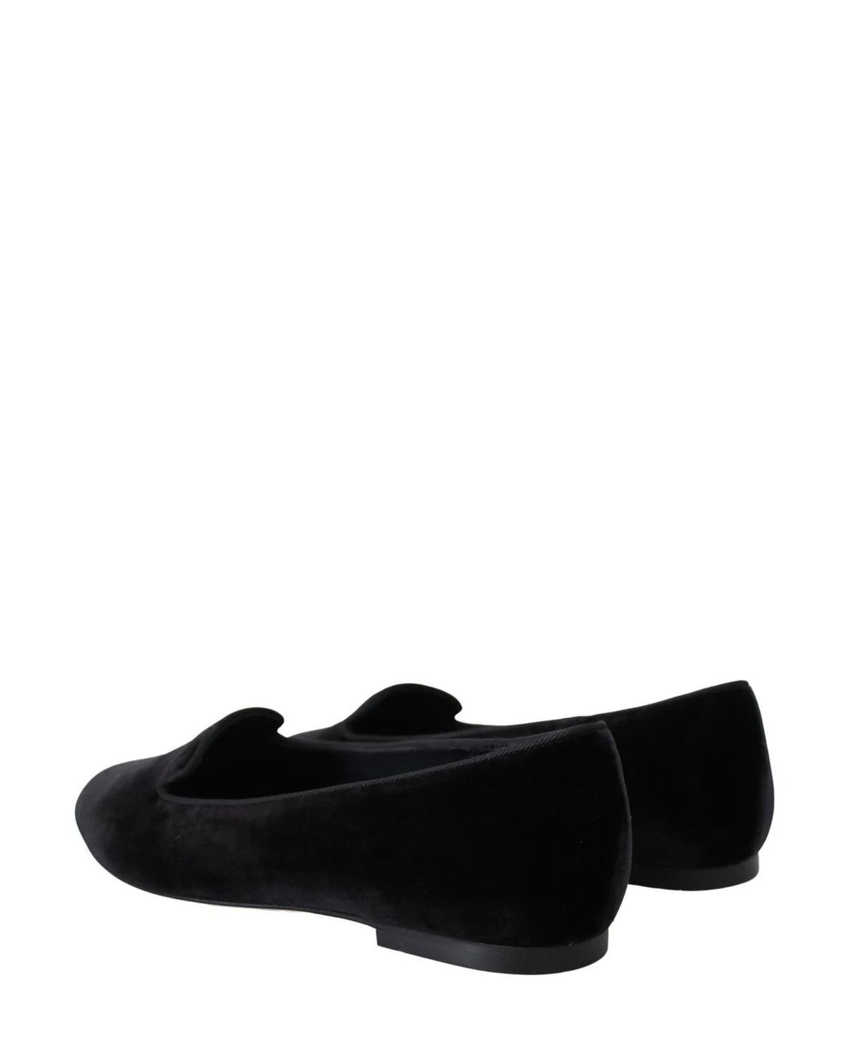 Dolce & Gabbana Black Velvet Slip Ons Loafers Flats