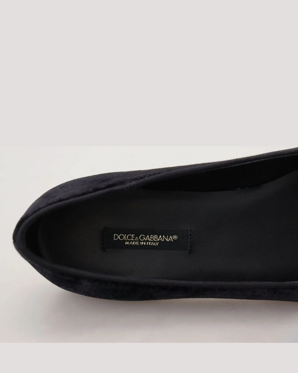 Dolce & Gabbana Black Velvet Slip Ons Loafers Flats