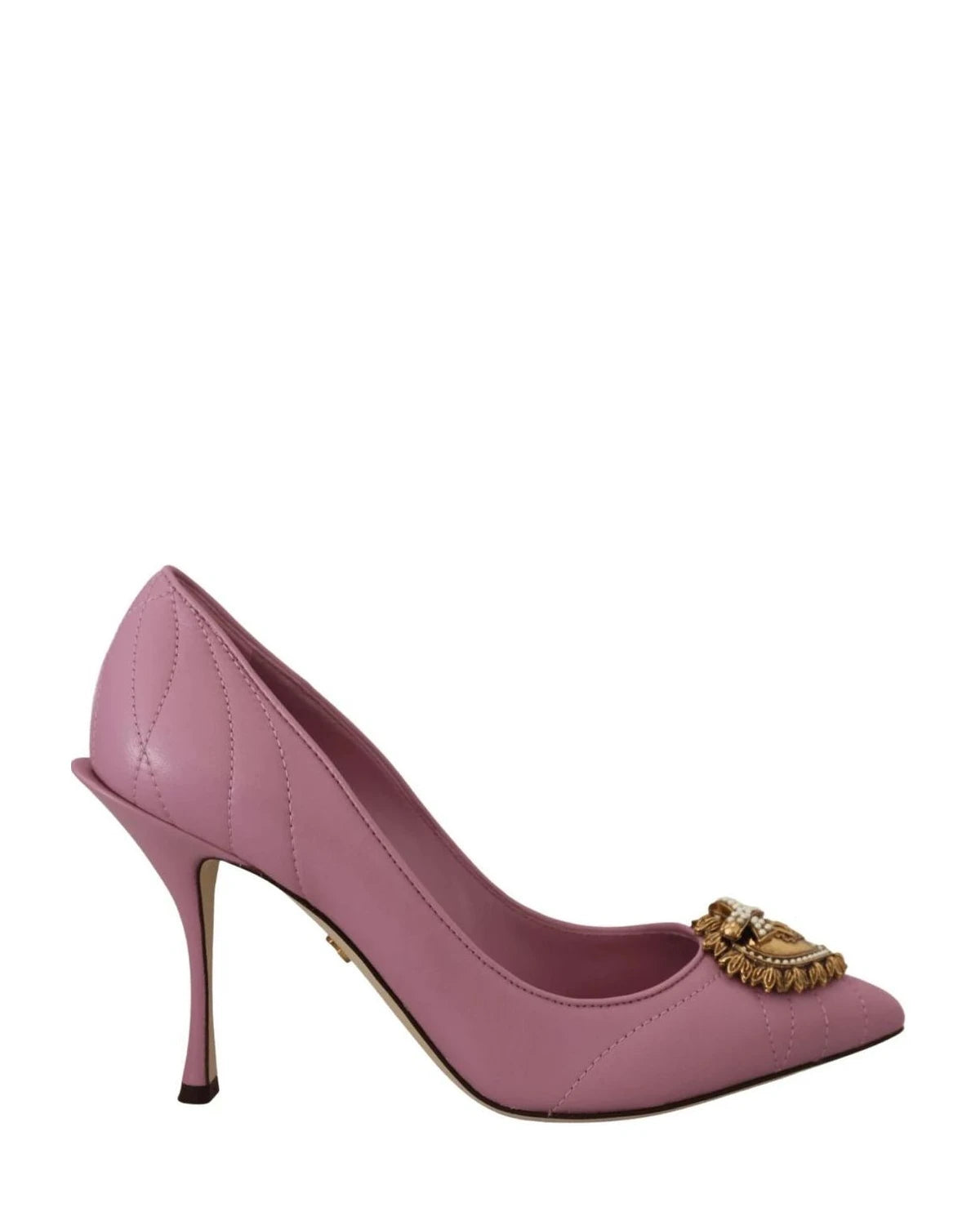 Dolce & Gabbana Pink Leather Heart Devotion Heels Heels