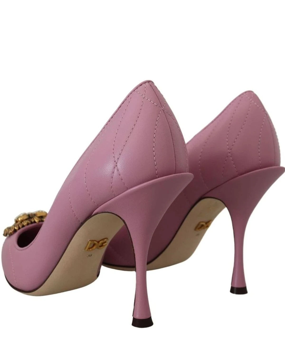 Dolce & Gabbana Pink Leather Heart Devotion Heels Heels