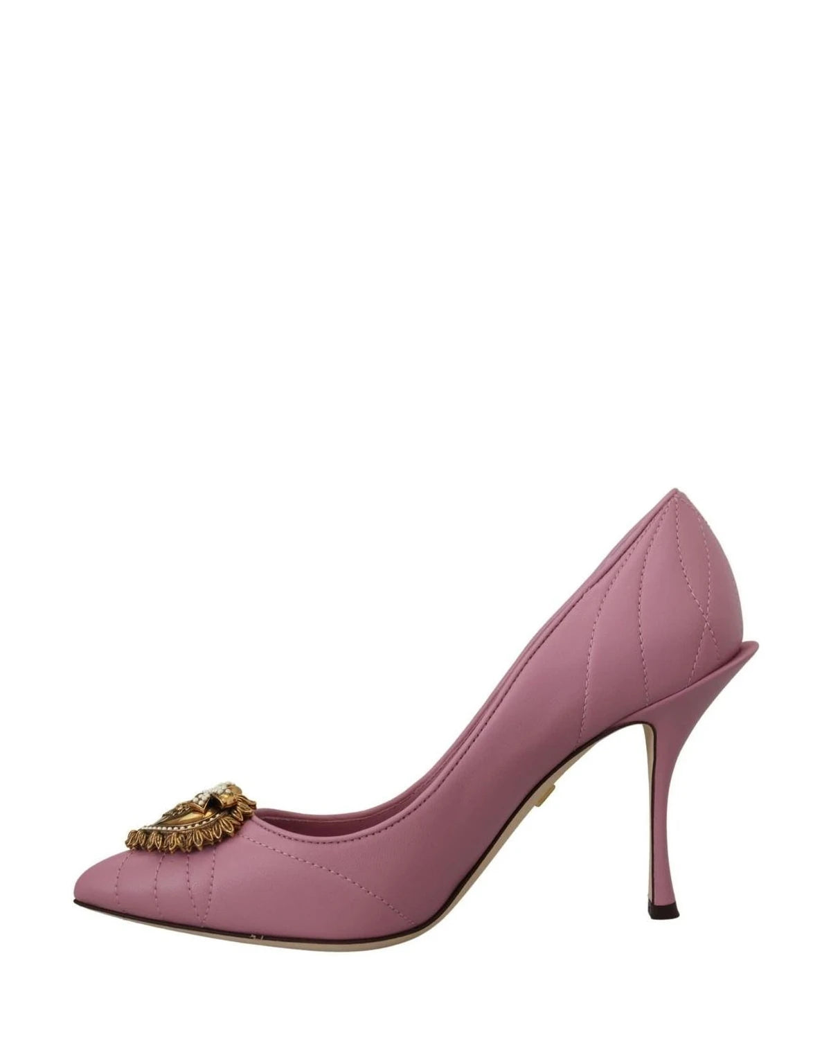 Dolce & Gabbana Pink Leather Heart Devotion Heels Heels