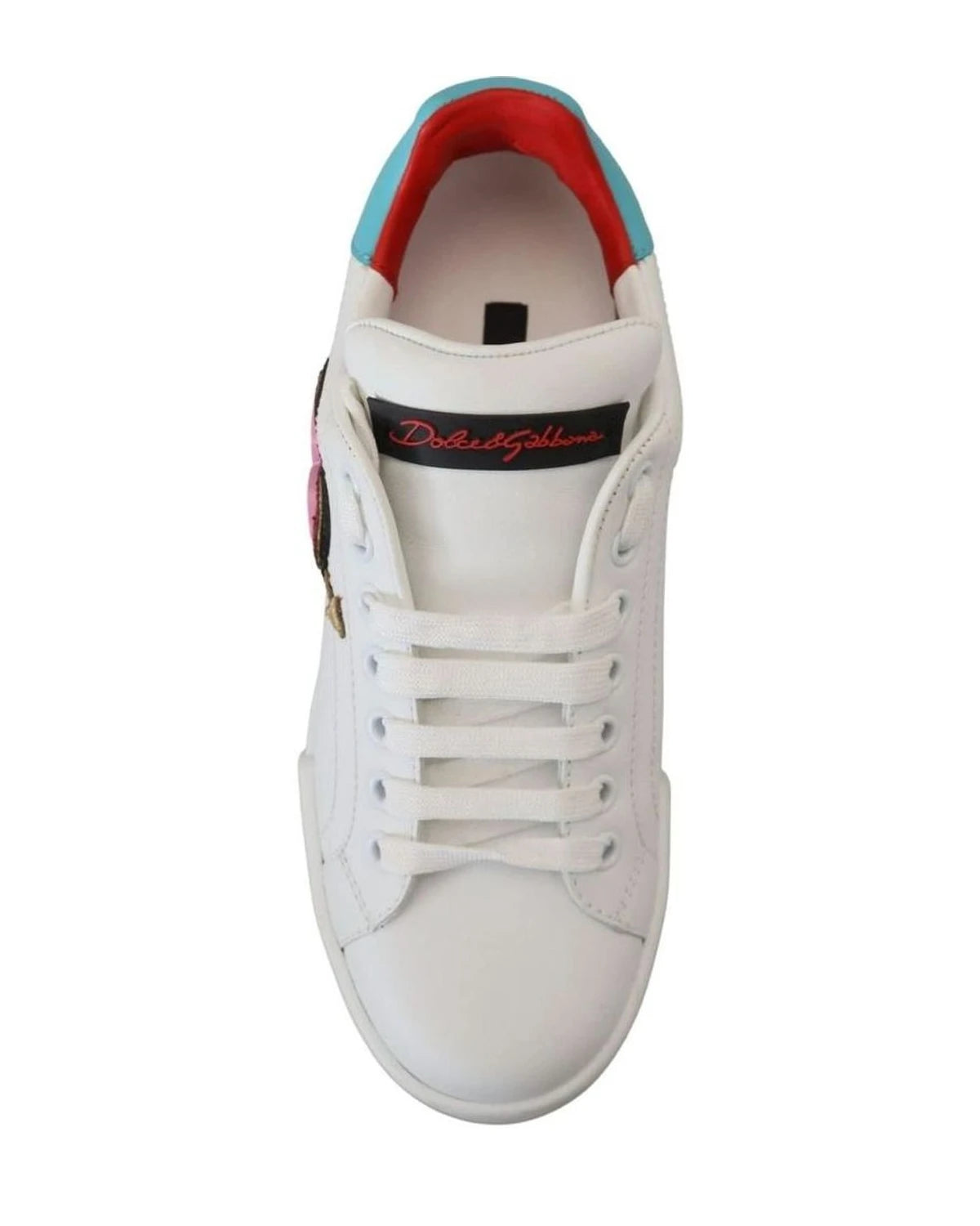 Dolce & Gabbana White Leather Sneaker Portofino Logo Heart Shoes Sneakers