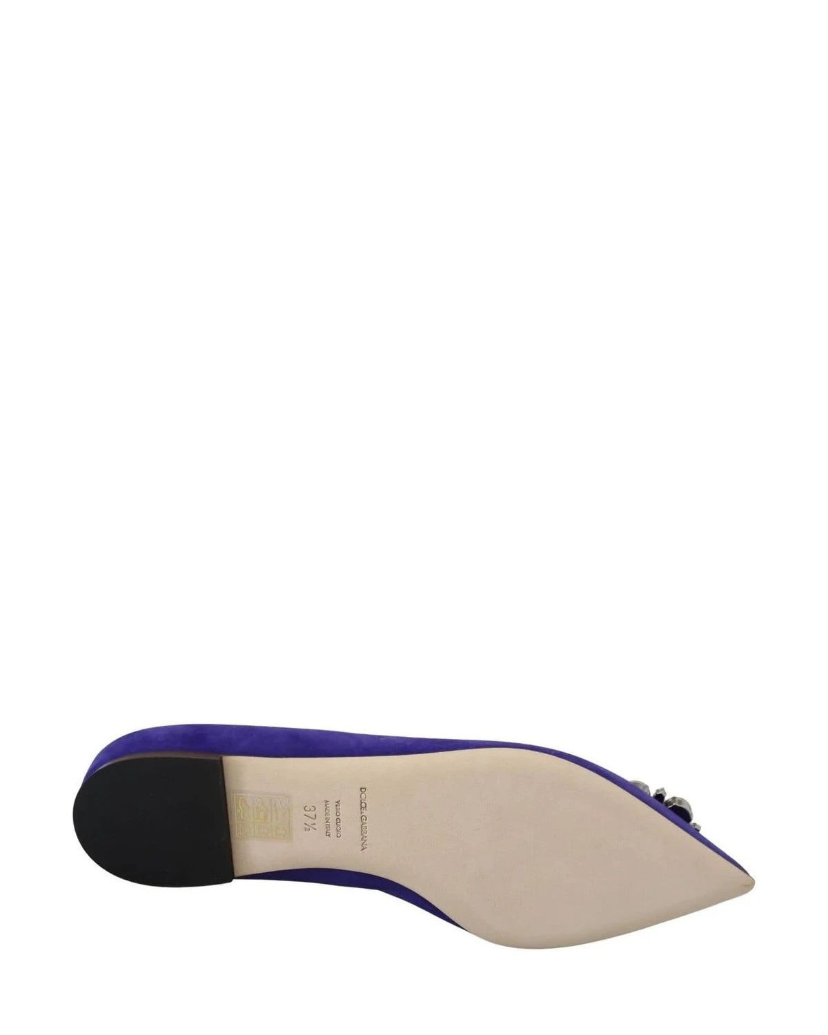 Dolce & Gabbana Purple Suede Crystals Loafers Flats