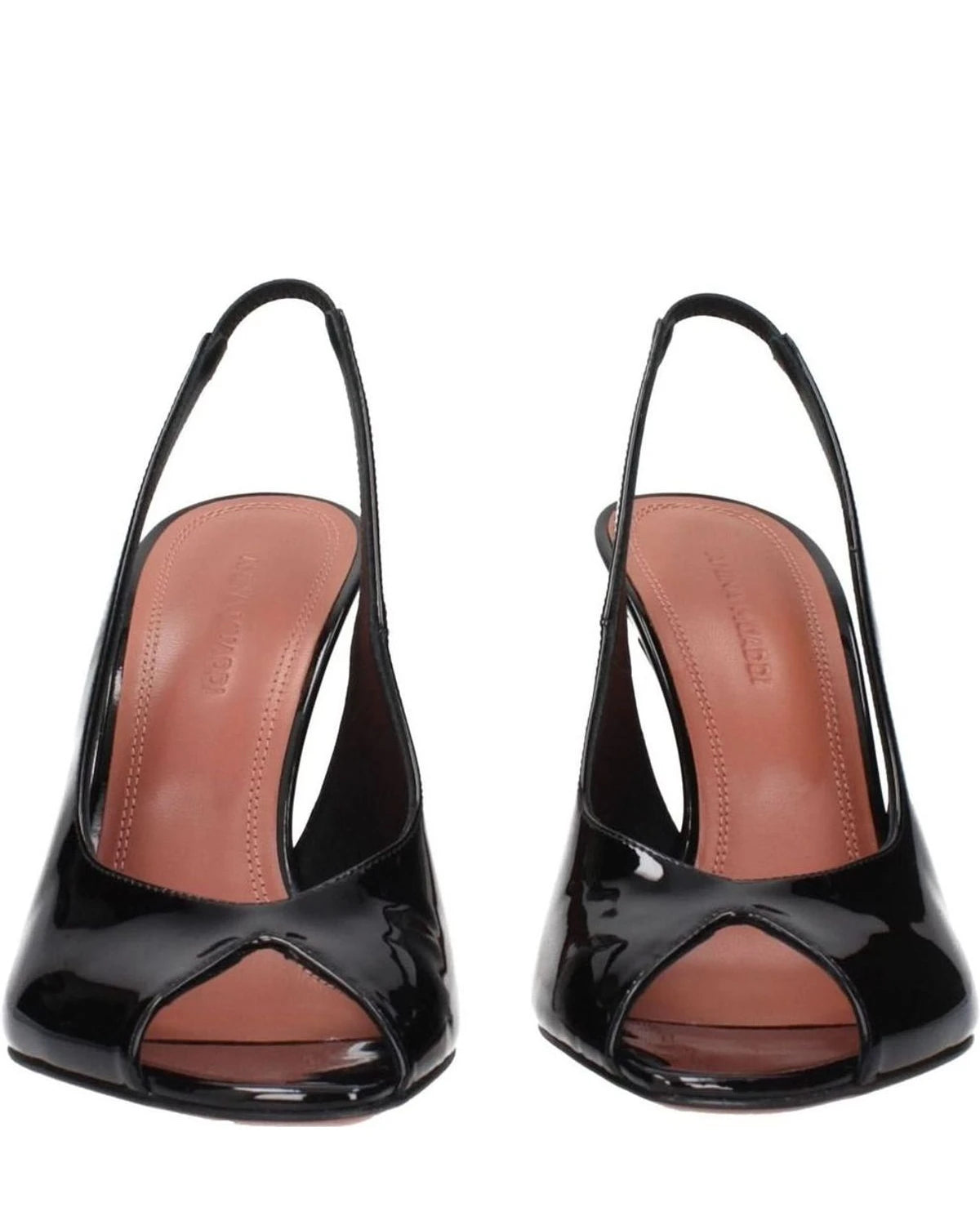 Amina Muaddi Black Leather Stiletto Heel Heels