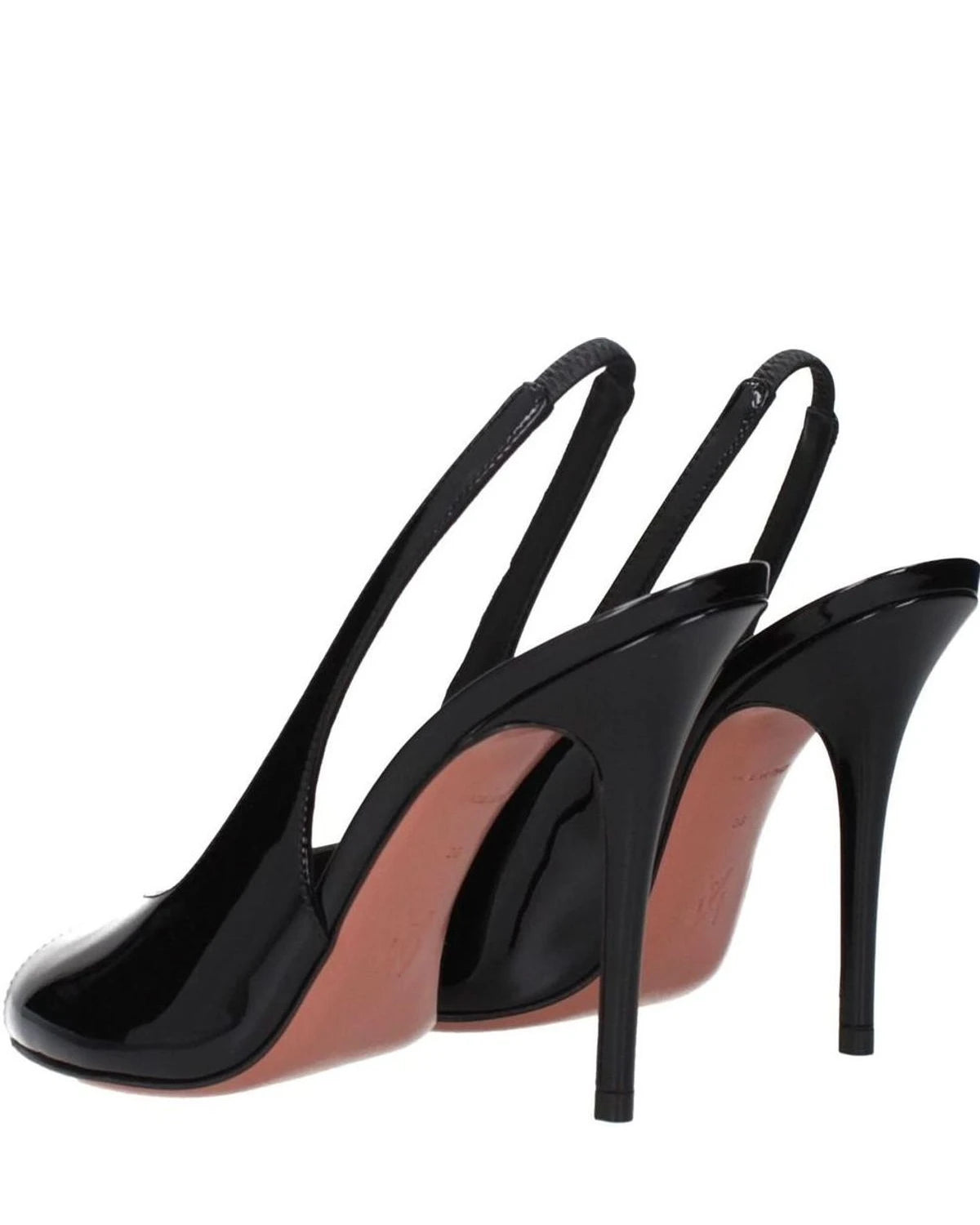 Amina Muaddi Black Leather Stiletto Heel Heels