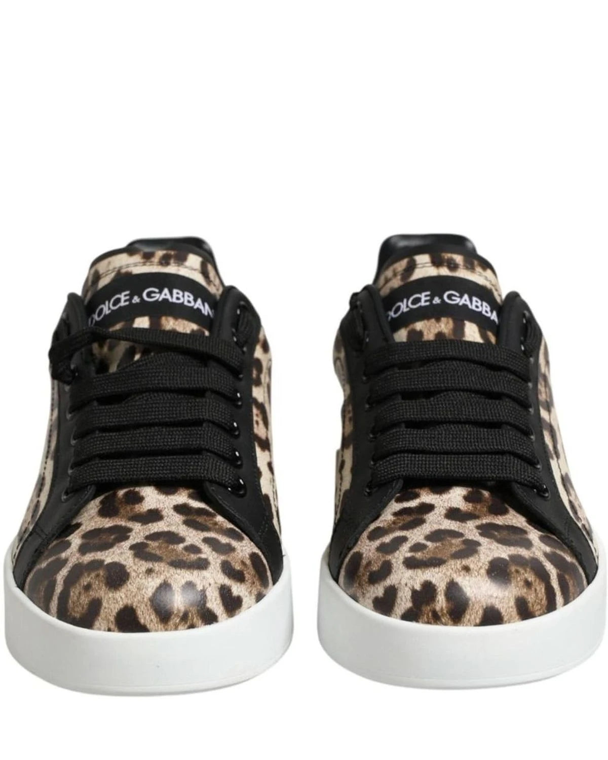 Dolce & Gabbana Brown Leather Leopard Low Top Sneakers Shoes Sneakers